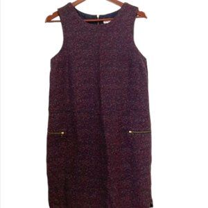 Dark Purple & Navy TWEED Shift Dress with POCKETS - Merona - Size M
